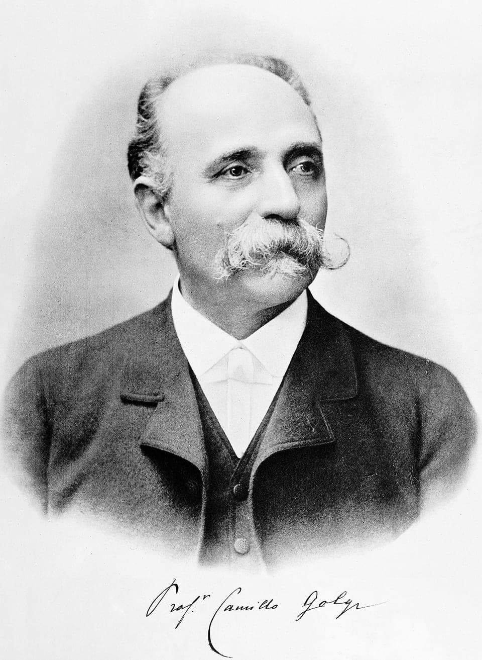 Retrato de Camillo Golgi, por volta de 1906, com a assinatura dele
